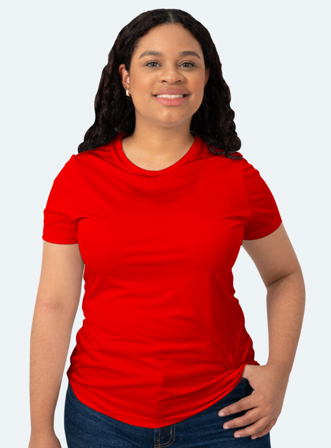 Women’s Red Short Sleeve Crew Neck Dry Fit T-Shirt – Real Basics