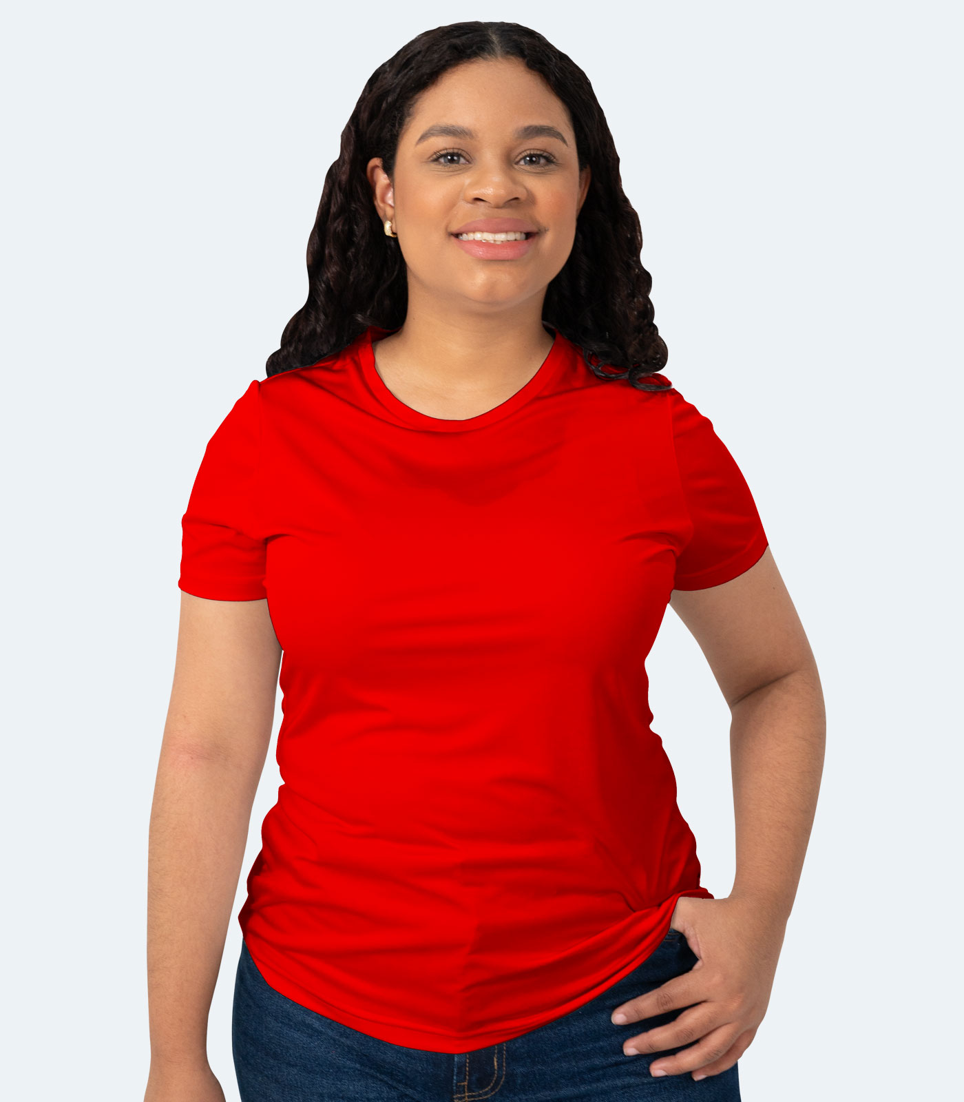 Women’s Red Short Sleeve Crew Neck Dry Fit T-Shirt – Real Basics